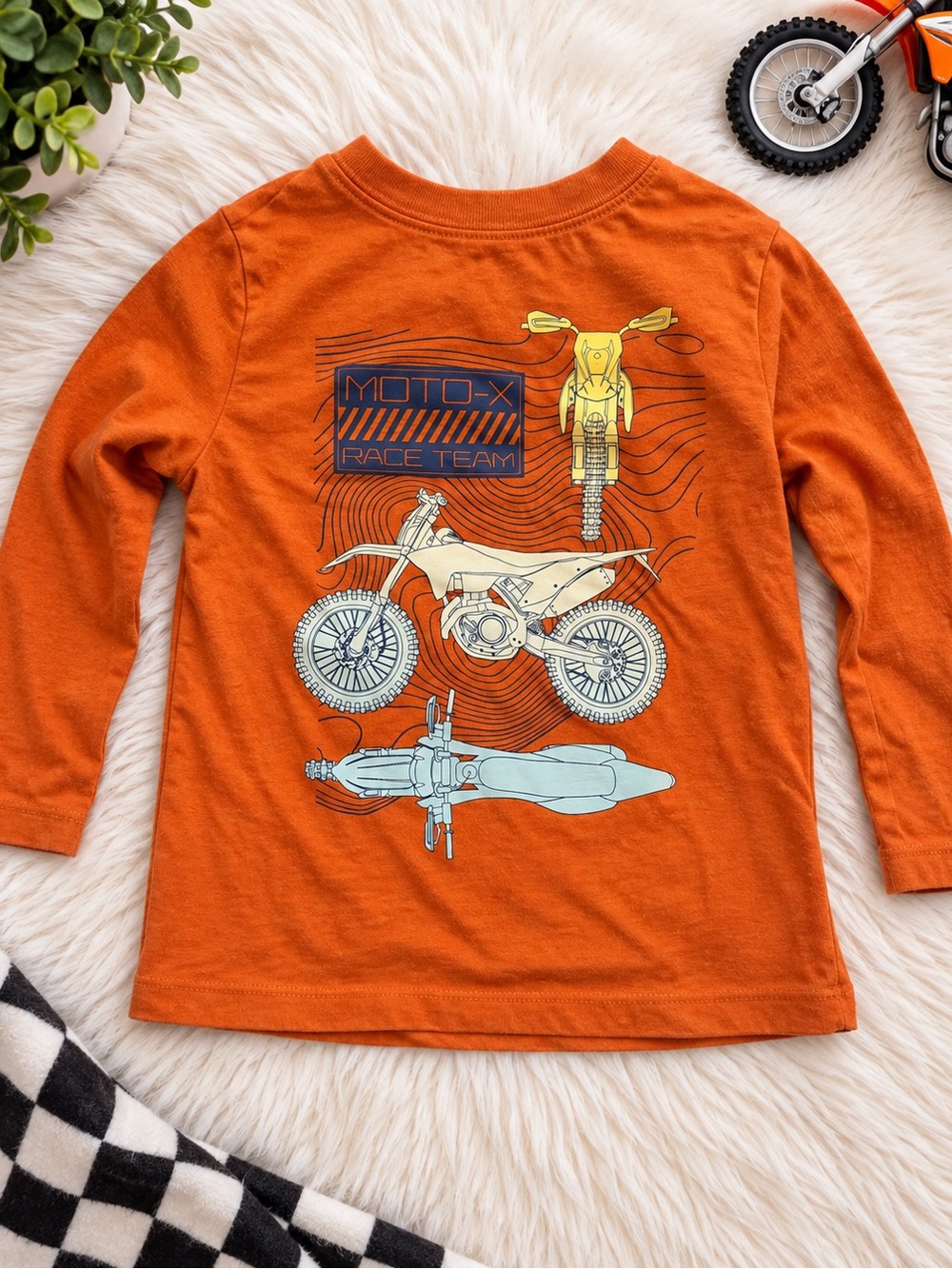 Carter’s Boys Moto-X Dirt Bike Long Sleeve Shirt Size 4-5 XS